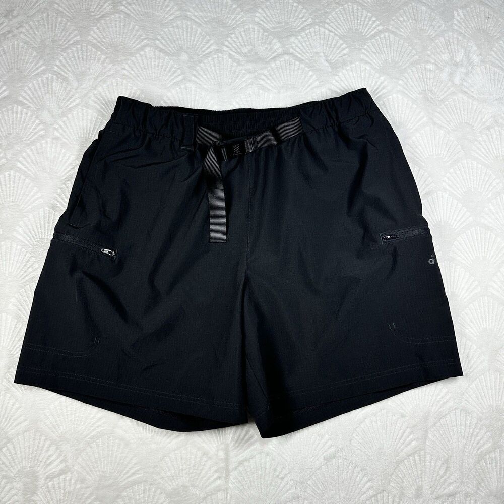 Adidas Woven Utility Shorts Zipper Pockets Mens Size Large Black Cargo Hiking